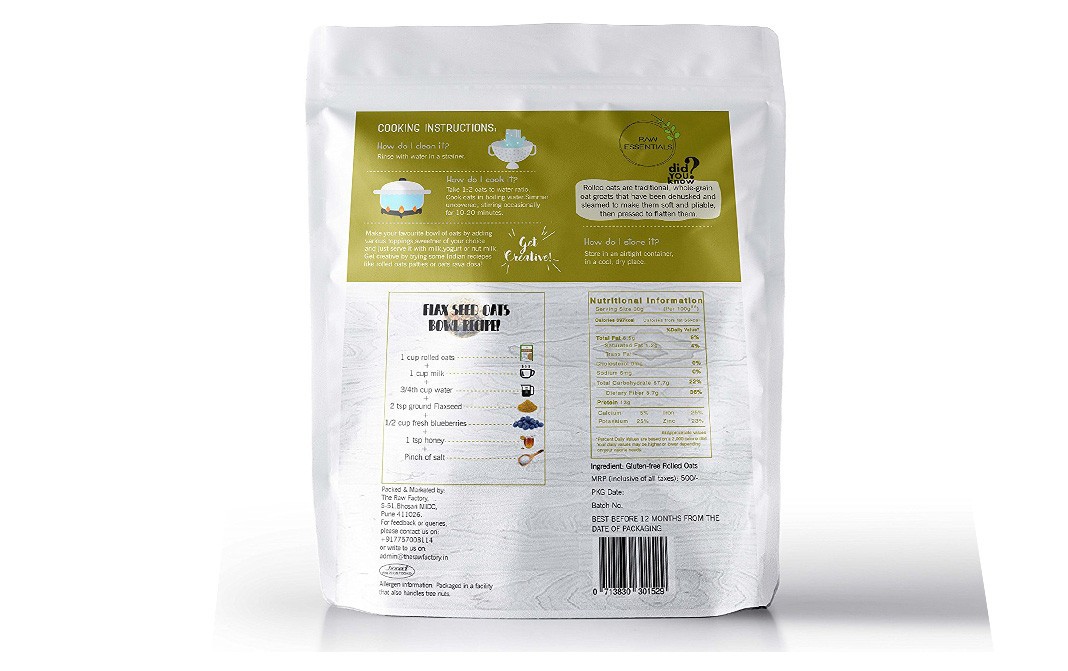 Raw Essentials Rolled Oats    Pack  1 kilogram